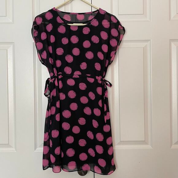 UO Tulle Black with Pink Dot Drawstring Waist Dress, size XS - Picture 1 of 8